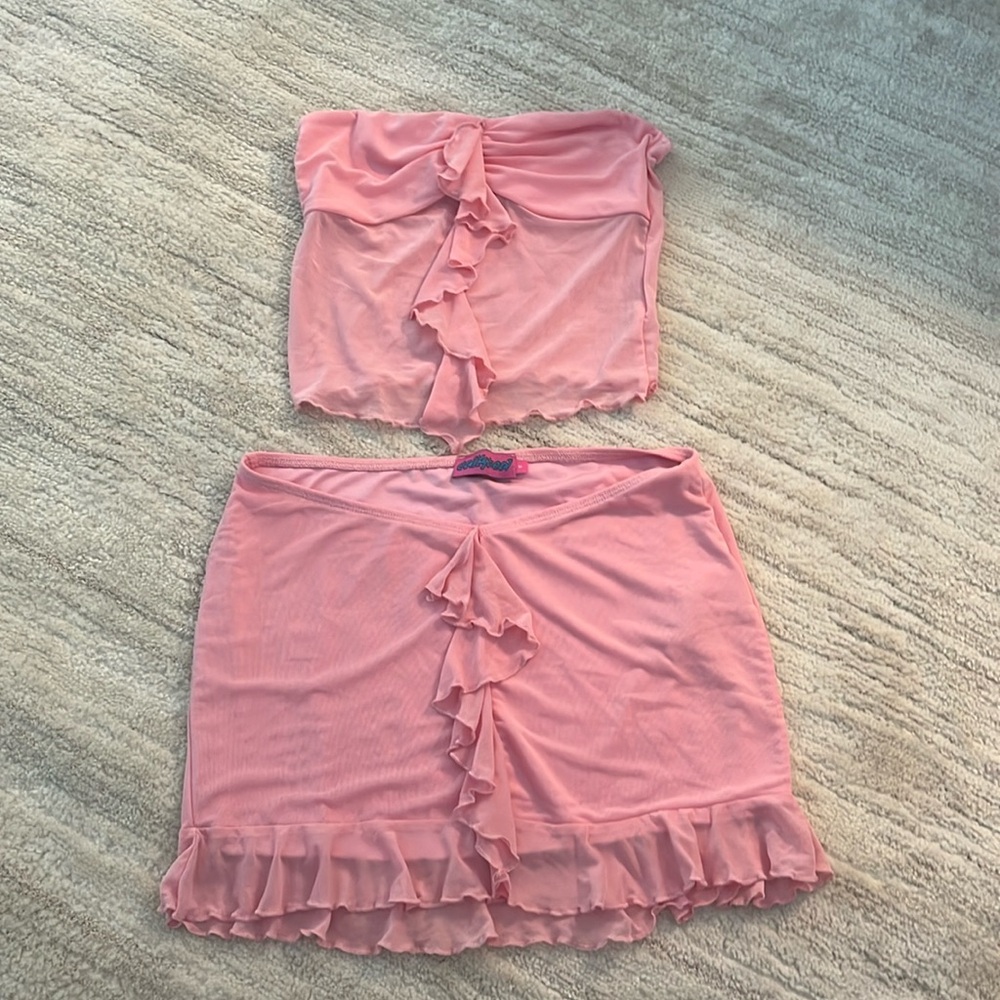 Edikted, pink ruffle set! Worn once!